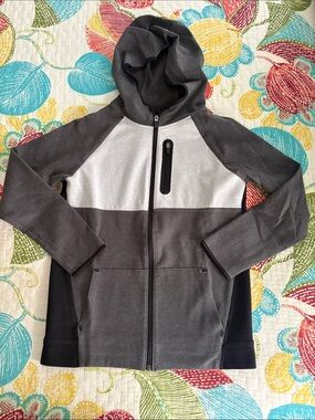 Old Navy Kids Hooded Zip Jacket in Gray and Light Gray